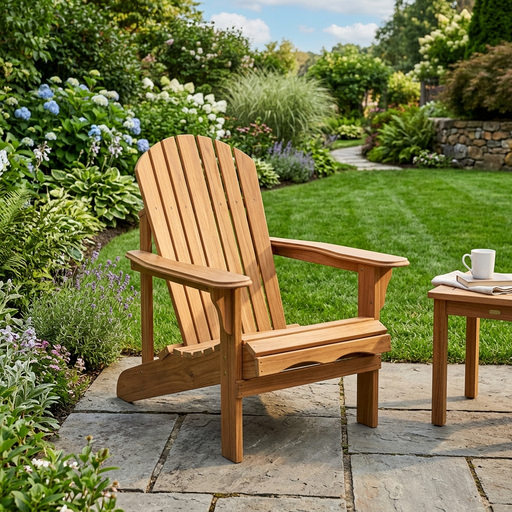 Halford Teak Adirondack Chair Nayallc Premium Ergonomic All-Weather Teak Adirondack Garden Lounge Chair - Image 1